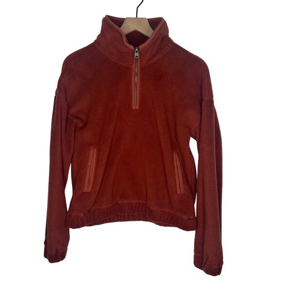 Abercrombie & Fitch Womens Polar Fleece Quarter-Zip Rust Pullover Sweatshirt XS - Picture 1 of 6